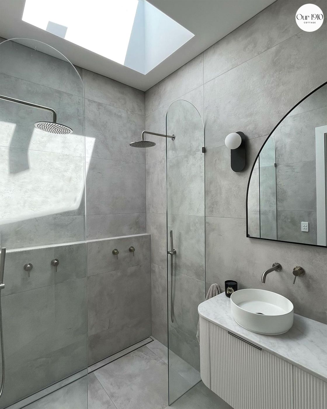 Bondi 1800mm Satin White Fluted Wall Hung Curve Cabinet