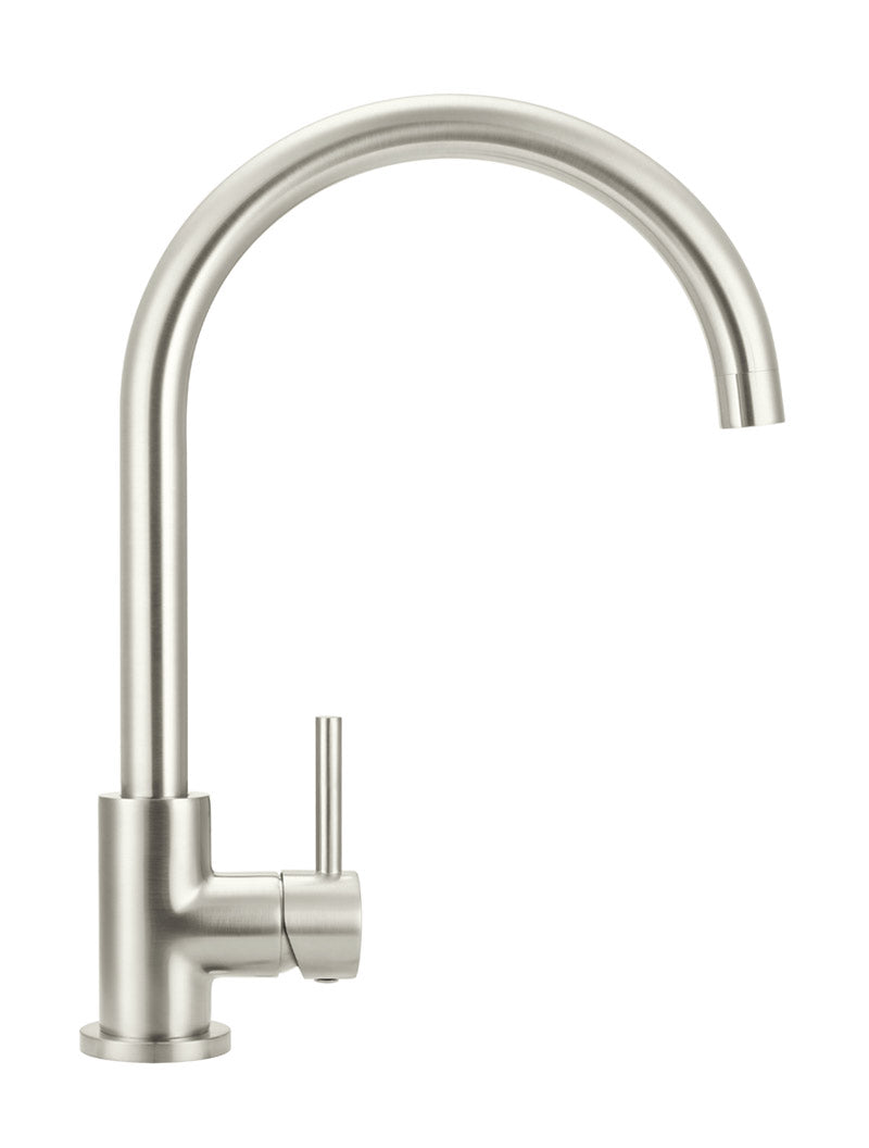 Round Gooseneck Kitchen Mixer Tap - PVD Brushed Nickel