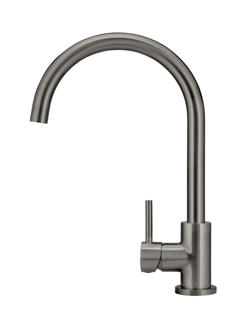 Round Gooseneck Kitchen Mixer Tap - Shadow Gunmetal