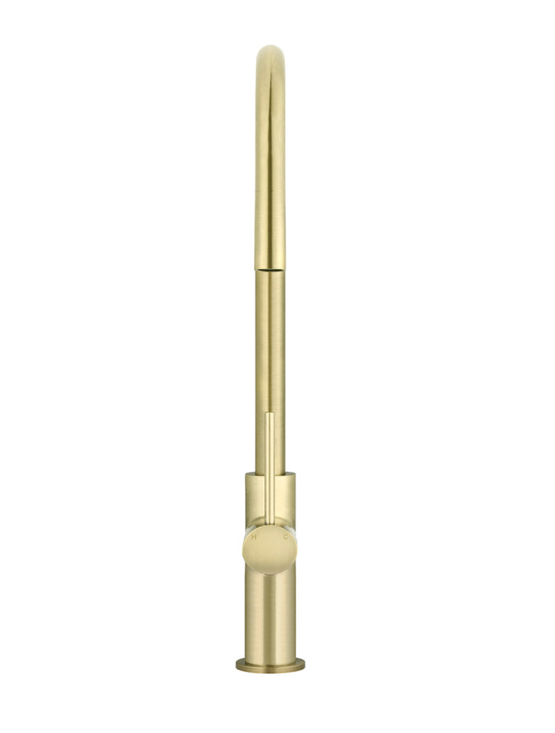 Round Piccola Pull Out Kitchen Mixer Tap - PVD Tiger Bronze