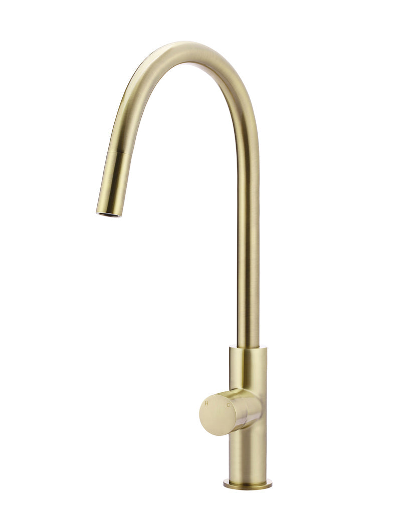 Round Pinless Piccola Pull Out Kitchen Mixer Tap - PVD Tiger Bronze