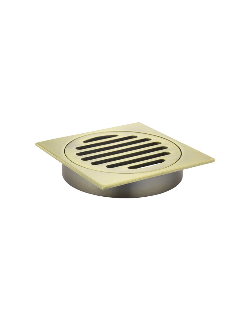 Square Floor Grate Shower Drain 100mm outlet - PVD Tiger Bronze