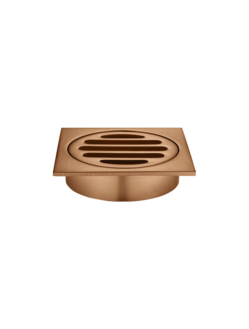 Square Floor Grate Shower Drain 80mm outlet - Lustre Bronze