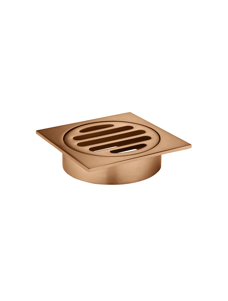 Square Floor Grate Shower Drain 80mm outlet - Lustre Bronze