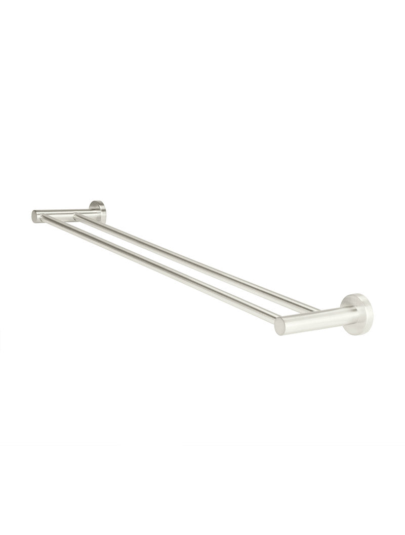Round Double Towel Rail 600mm - PVD Brushed Nickel