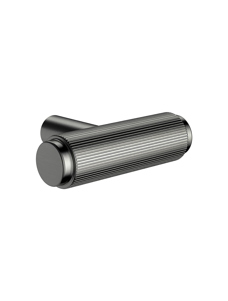 Öppen T-Pull Cabinet Handle (Linear Knurled) - Shadow Gunmetal