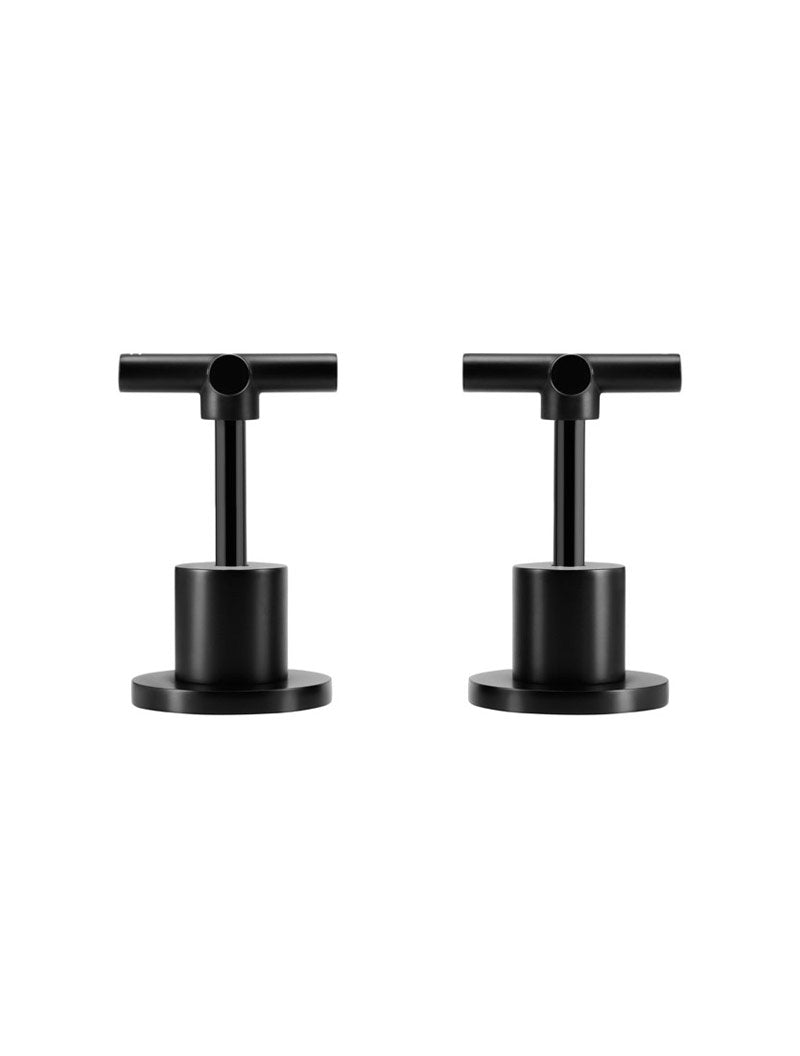 Round Cross Handle Jumper Valve Wall Top Assemblies - Matte Black