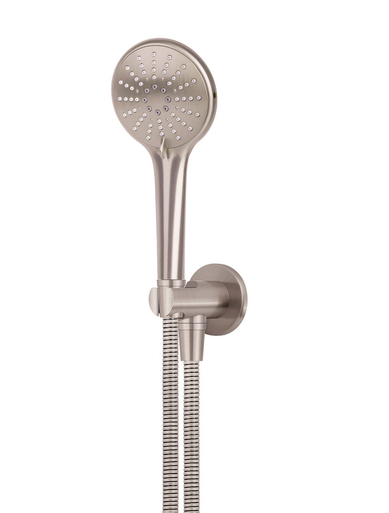 Round Combination Shower Rail 300mm Rose, Three Function Hand Shower - PVD Brushed Nickel