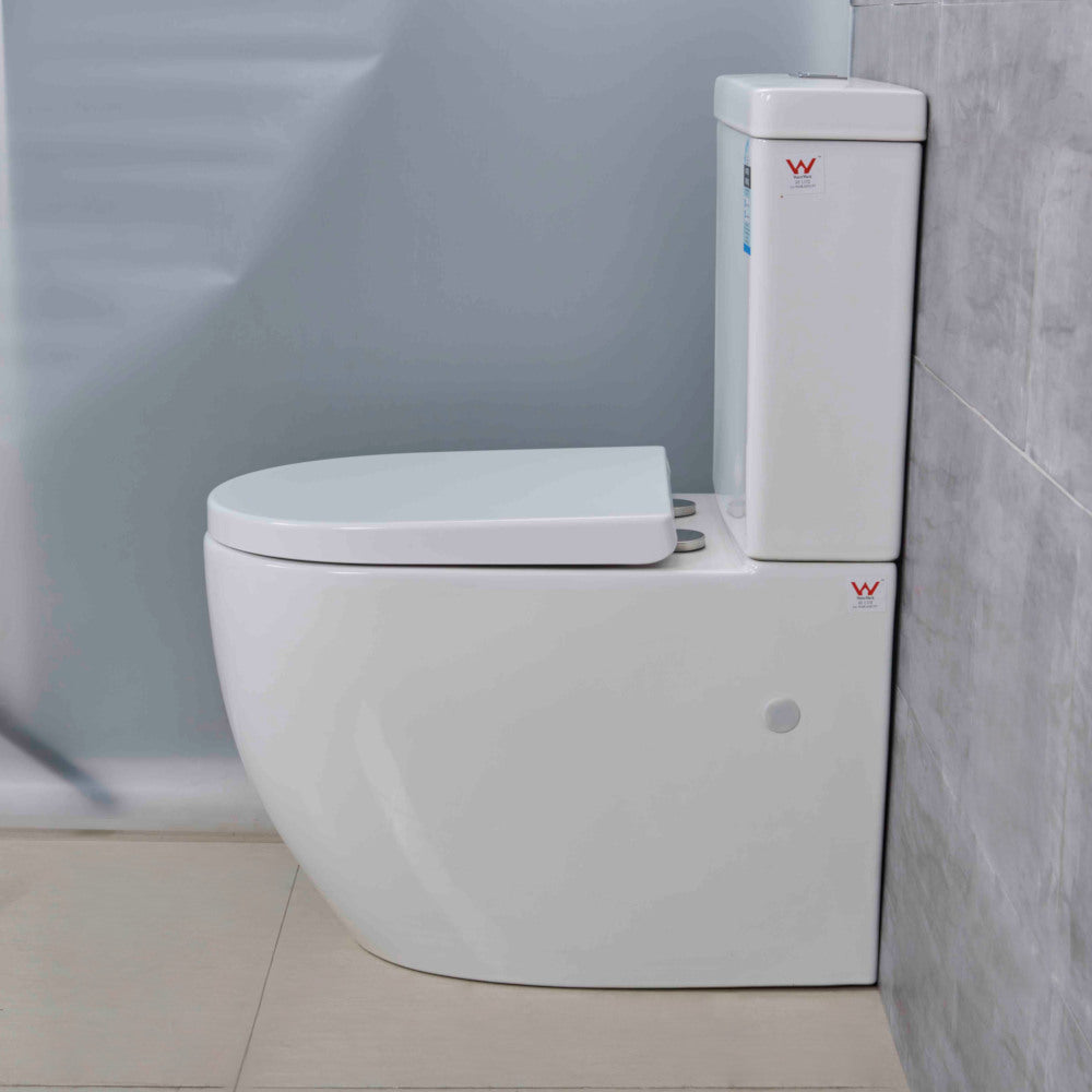 PALA Raised Height Rimless Tornado Flush BTW Toilet Suite Slim Seat
