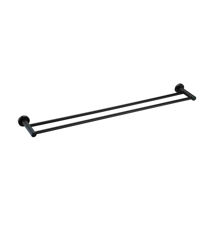 Round Double Towel Rail 600mm - Matte Black