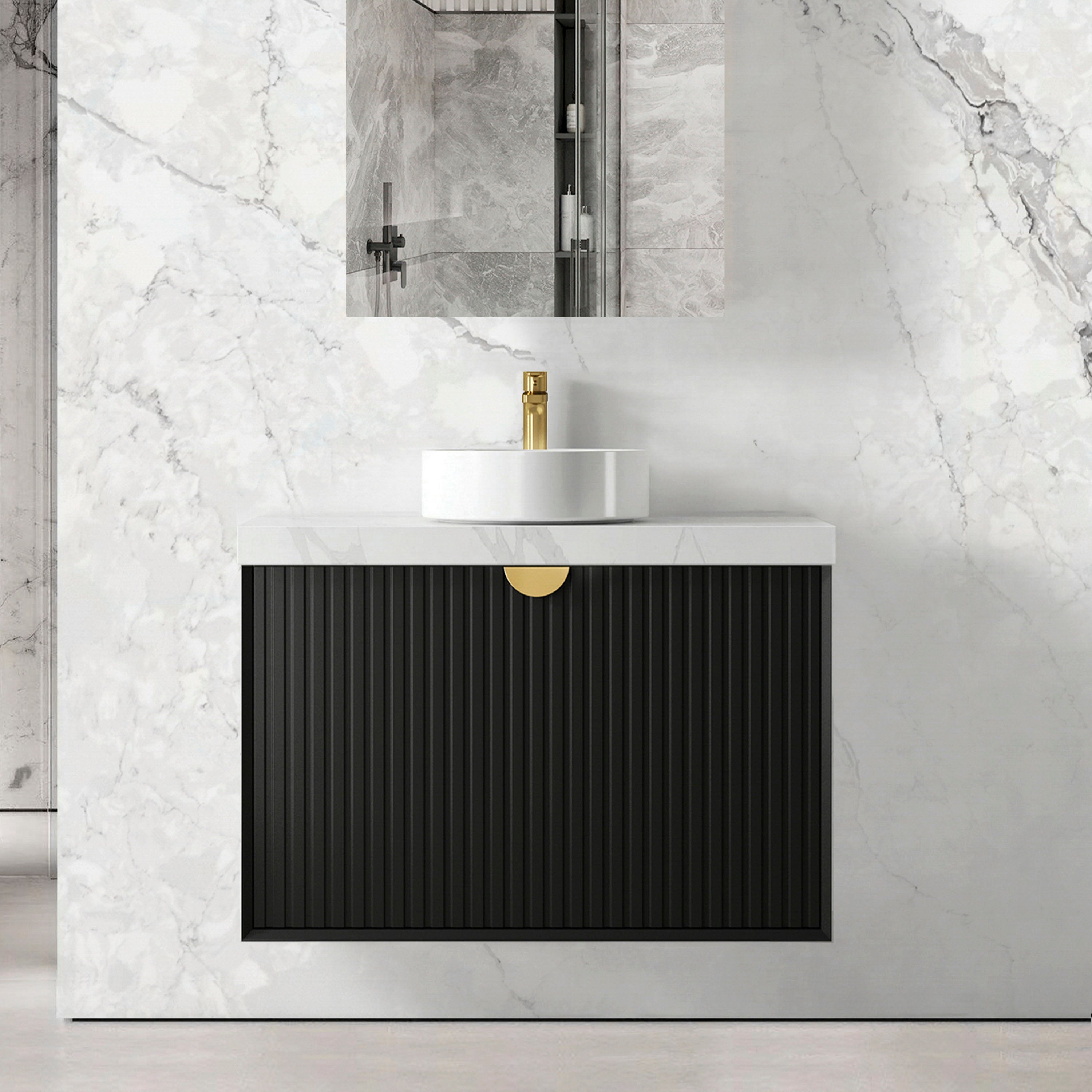 Marlo 900mm Matte Black Wall Hung Cabinet Only