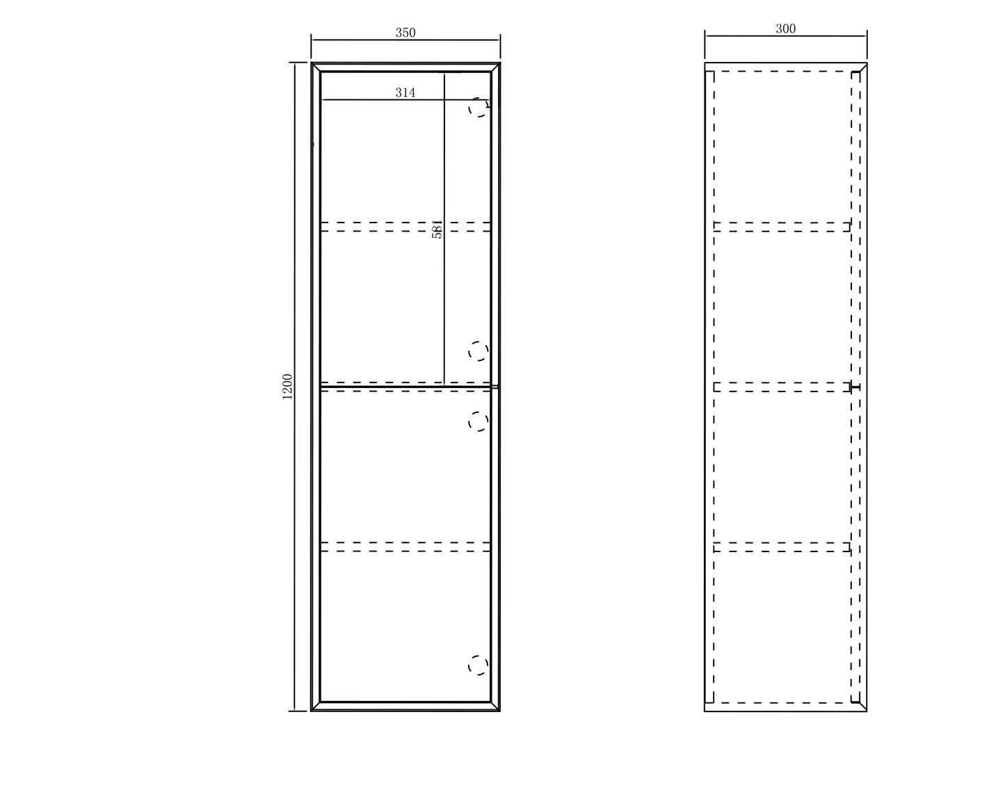 Noosa Wall Hung Tall Boy 1200x350mm