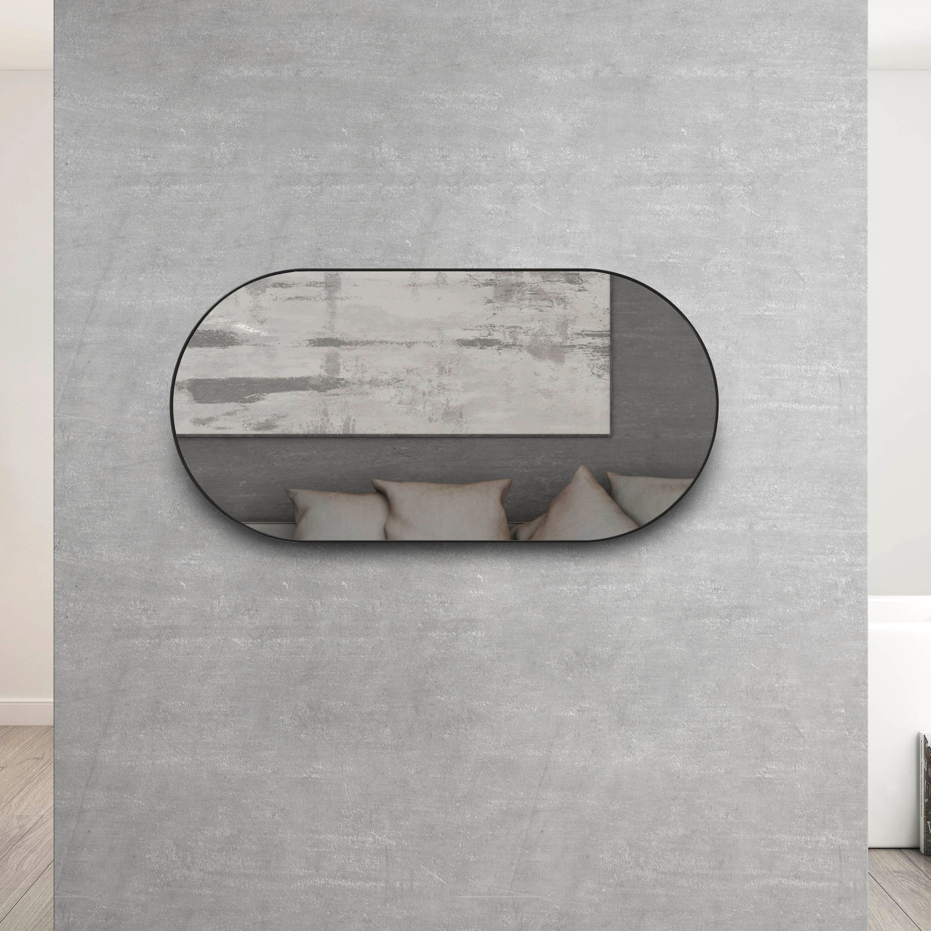 Noosa Oval Black Metal Frame Mirror 1200X600