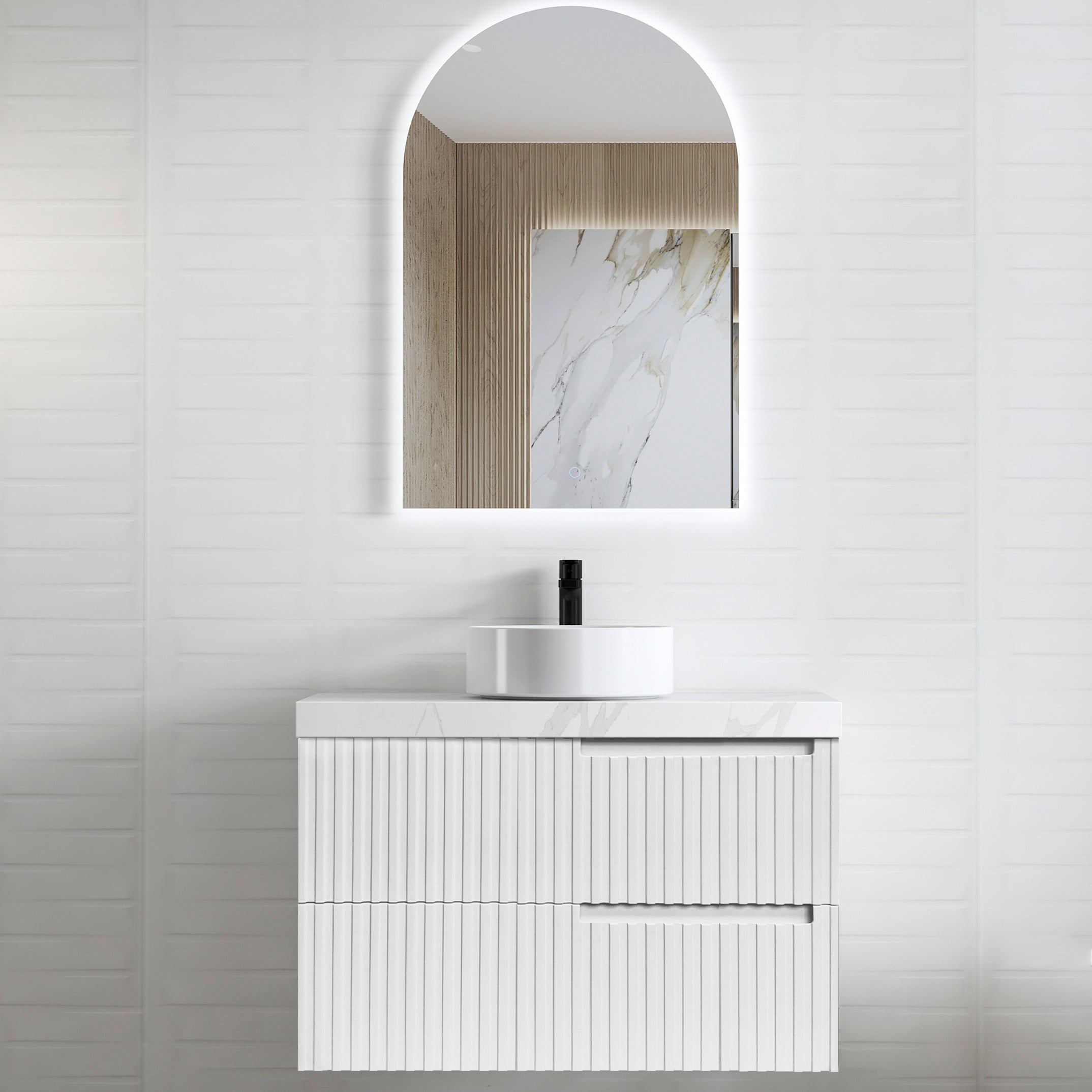 Noosa 900mm Satin White Wall Hung Cabinet Only