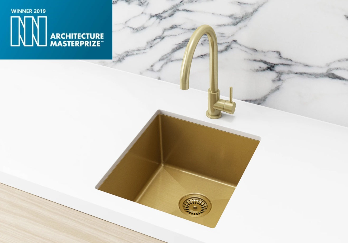 Lavello Kitchen Sink - Single Bowl 380 x 440 - Brushed Bronze Gold