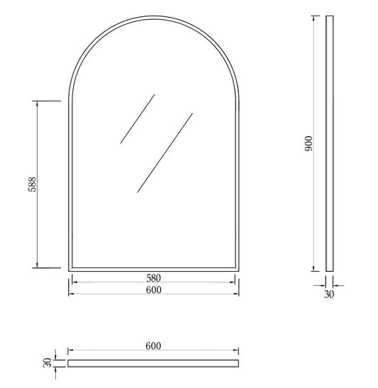 Metal Framed Archie Mirror 900x600 Brushed Gold