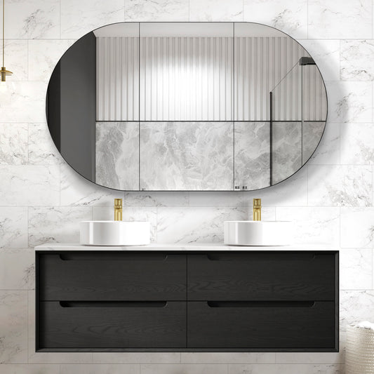 Byron 1500mm Black Oak Wall Hung Cabinet Only