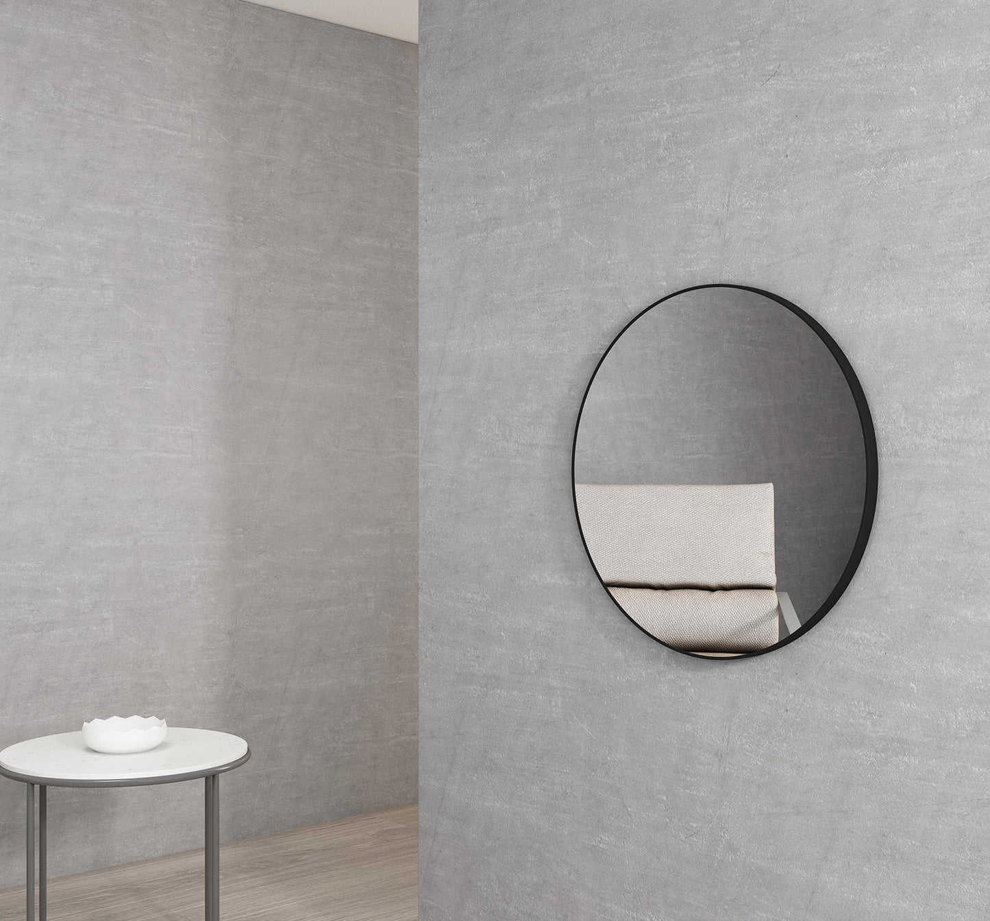 London Black Metal Frame Mirror 700mm