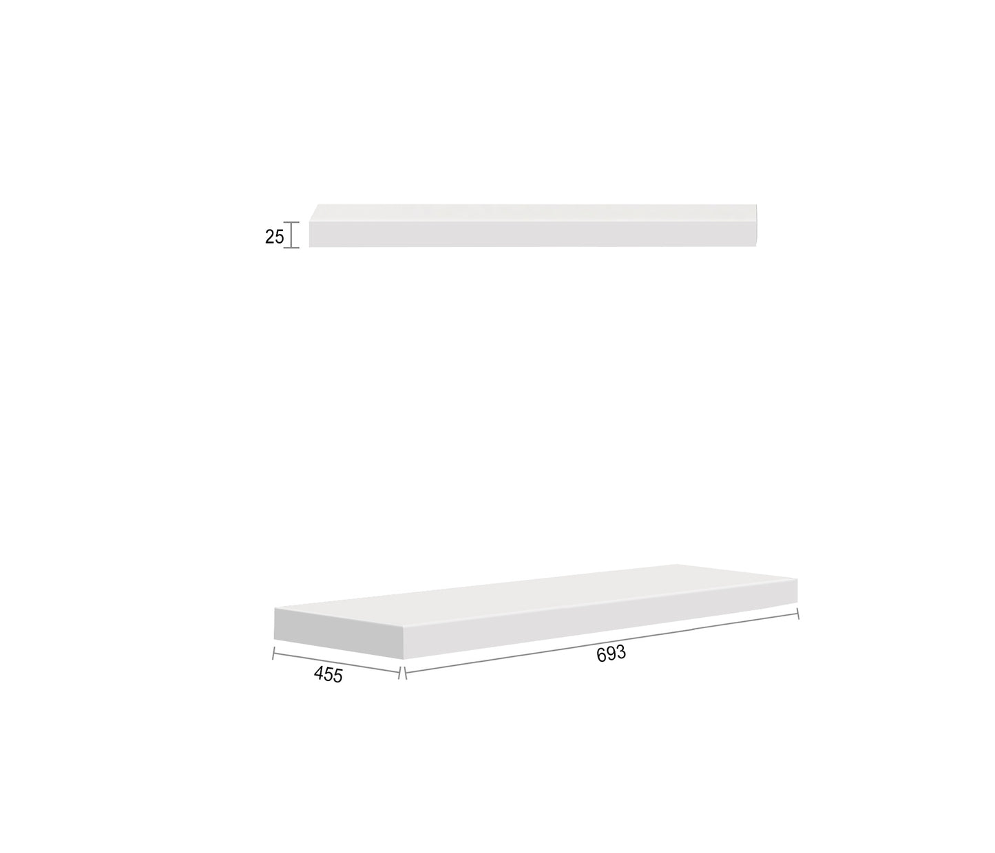 697X424x25 Matte White Panel for leg