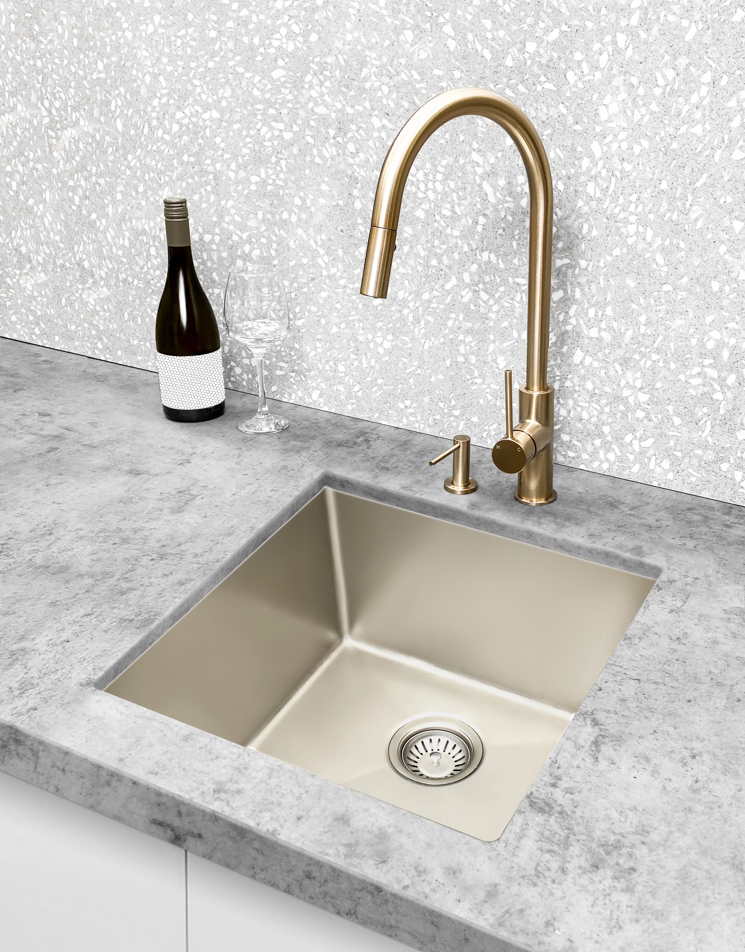 Lavello Kitchen Sink - Single Bowl 450 x 450 - PVD Brushed Nickel