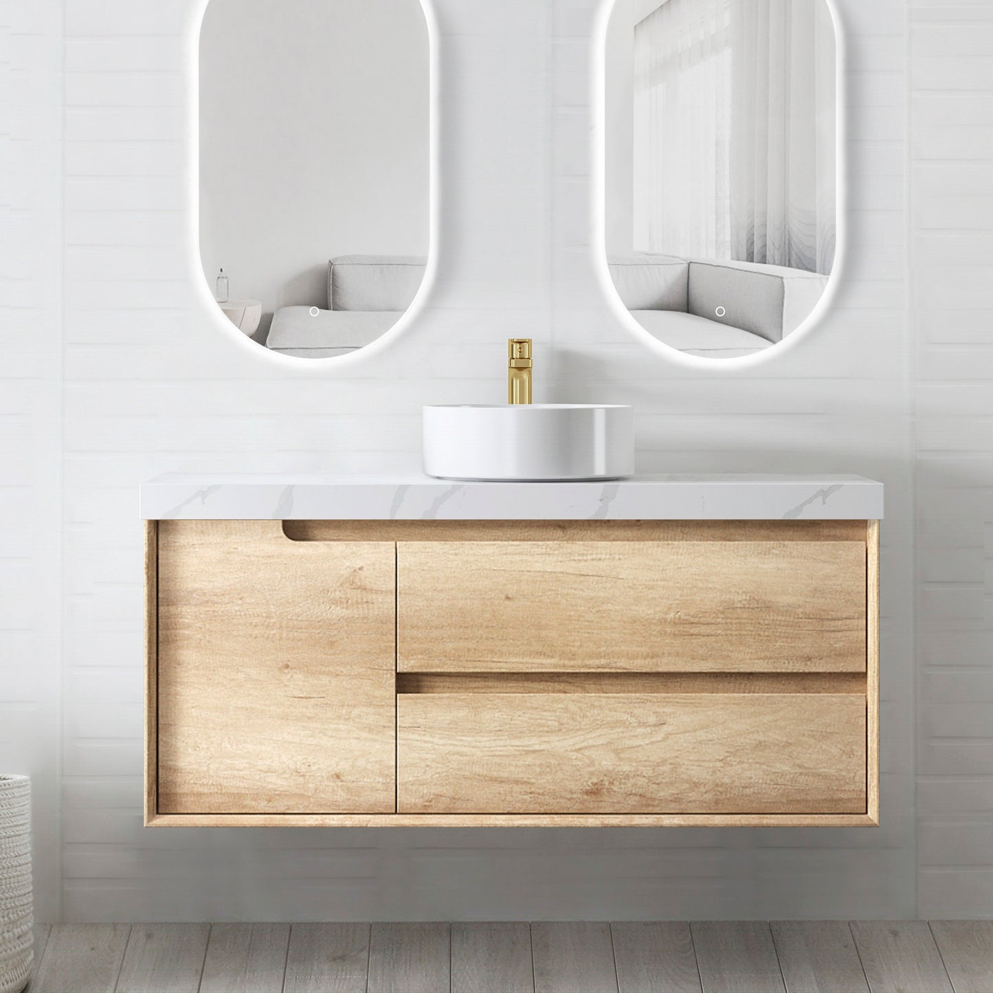 Byron 1200mm Natural Oak Wall Hung Cabinet Only