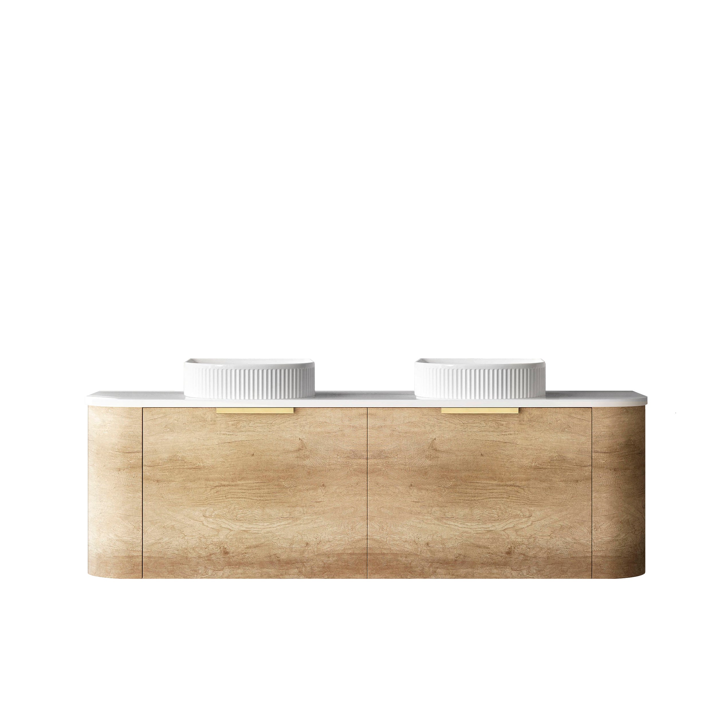 Bondi 1500mm Natural Oak Wall Hung Curve Cabinet