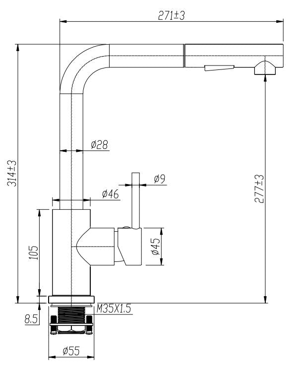 Pull Out Kitchen Mixer Chrome