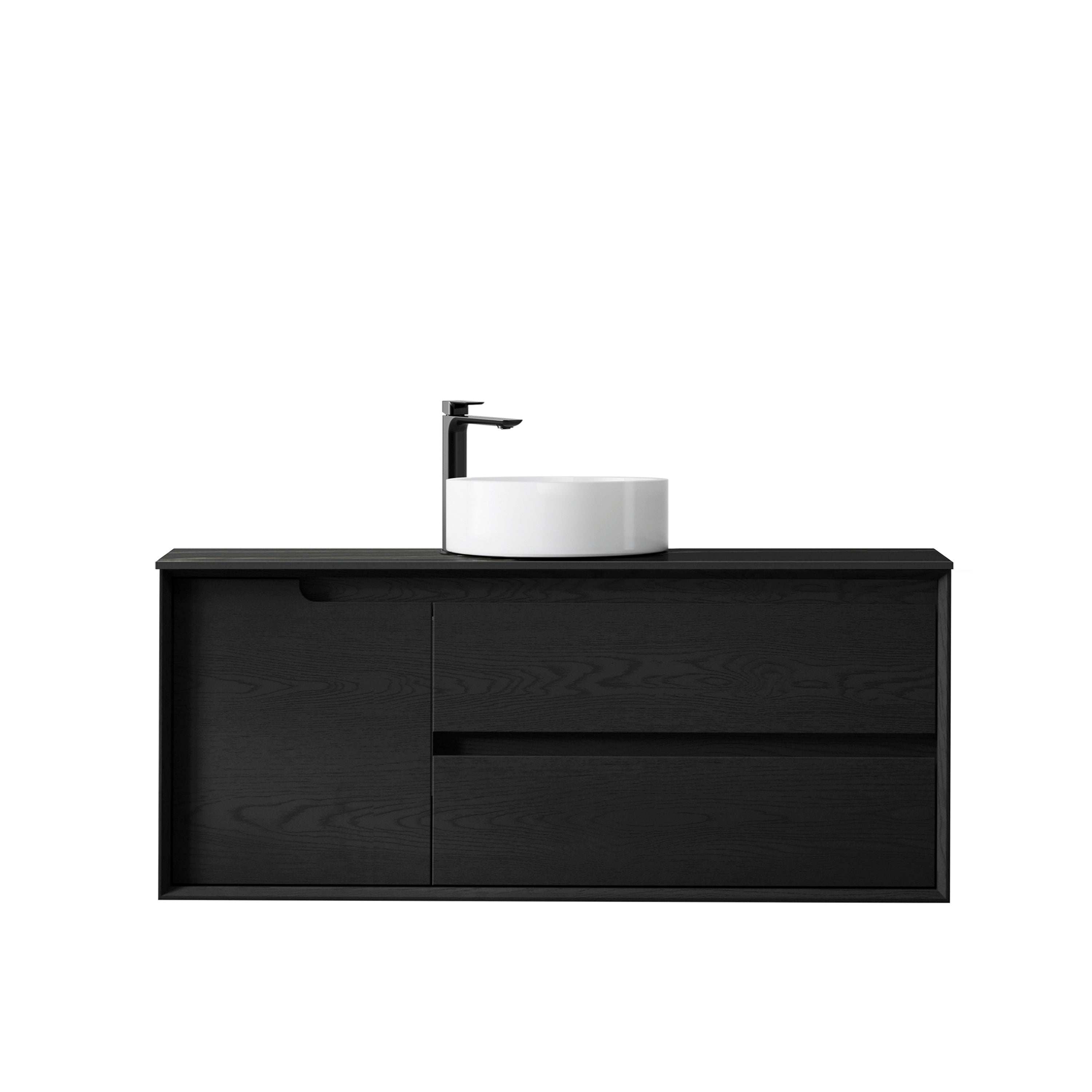 Byron 1200mm Black Oak Wall Hung Vanity with Empire Black Top 10TH