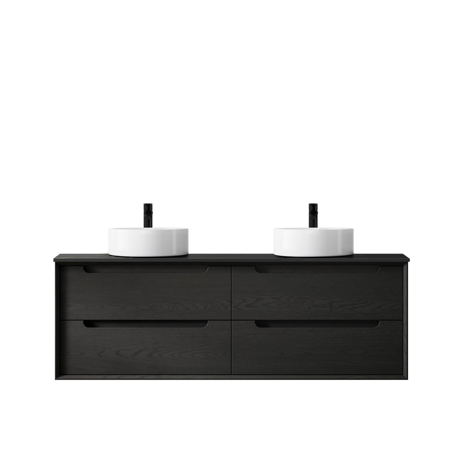Byron 1500mm Black Oak Wall Hung Vanity with Empire Black Top 12TH