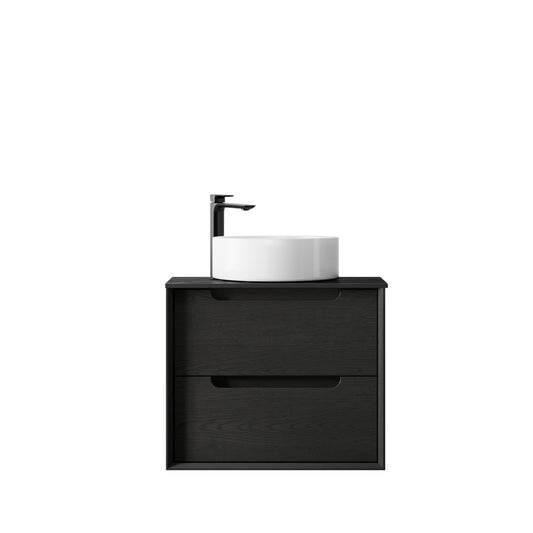 Byron 600mm Black Oak Wall Hung Vanity with Empire Black Top 10TH