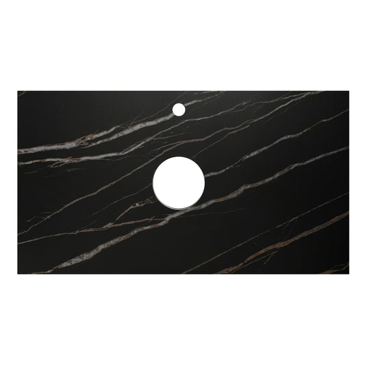 Byron 600mm Black Oak Wall Hung Vanity with Empire Black Top 12TH