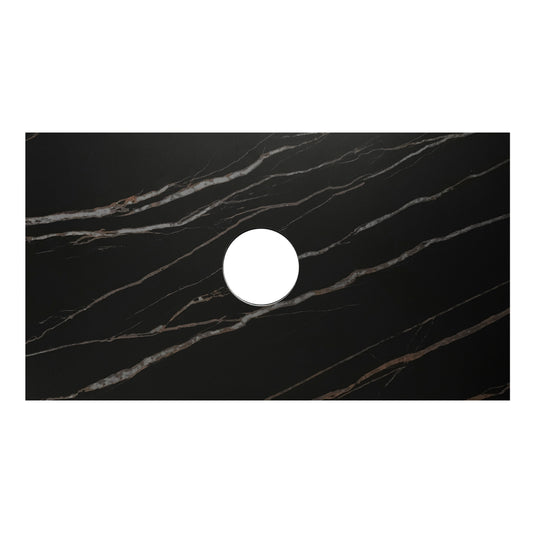 Byron 600mm Black Oak Wall Hung Vanity with Empire Black Top NTH