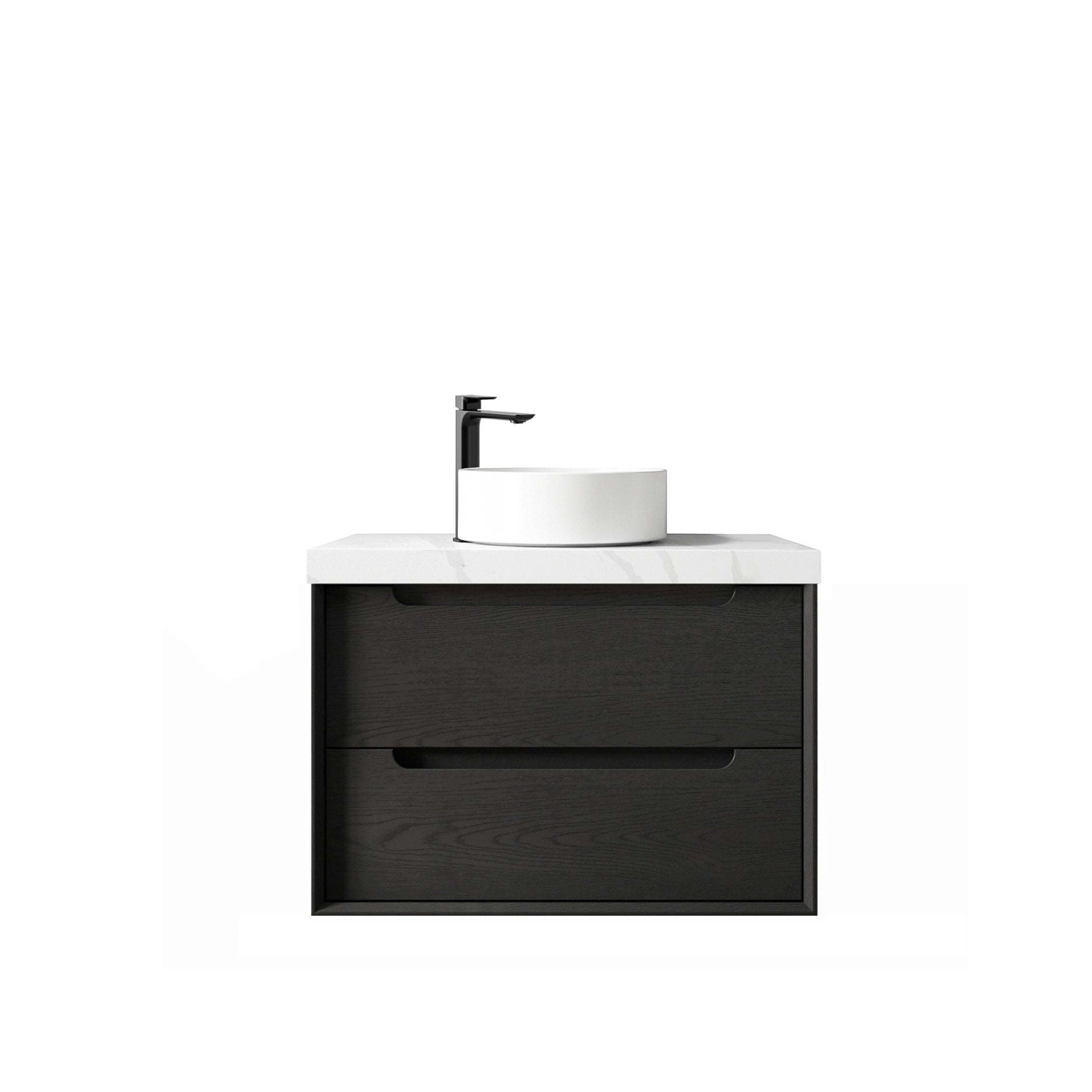 Byron 750mm Black Oak Wall Hung Vanity with Mont Blanc 60mm Top 10TH