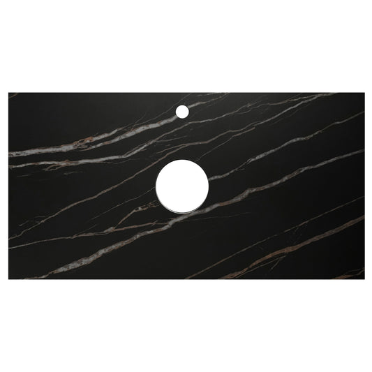 Byron 750mm Black Oak Wall Hung Vanity with Empire Black Top 12TH