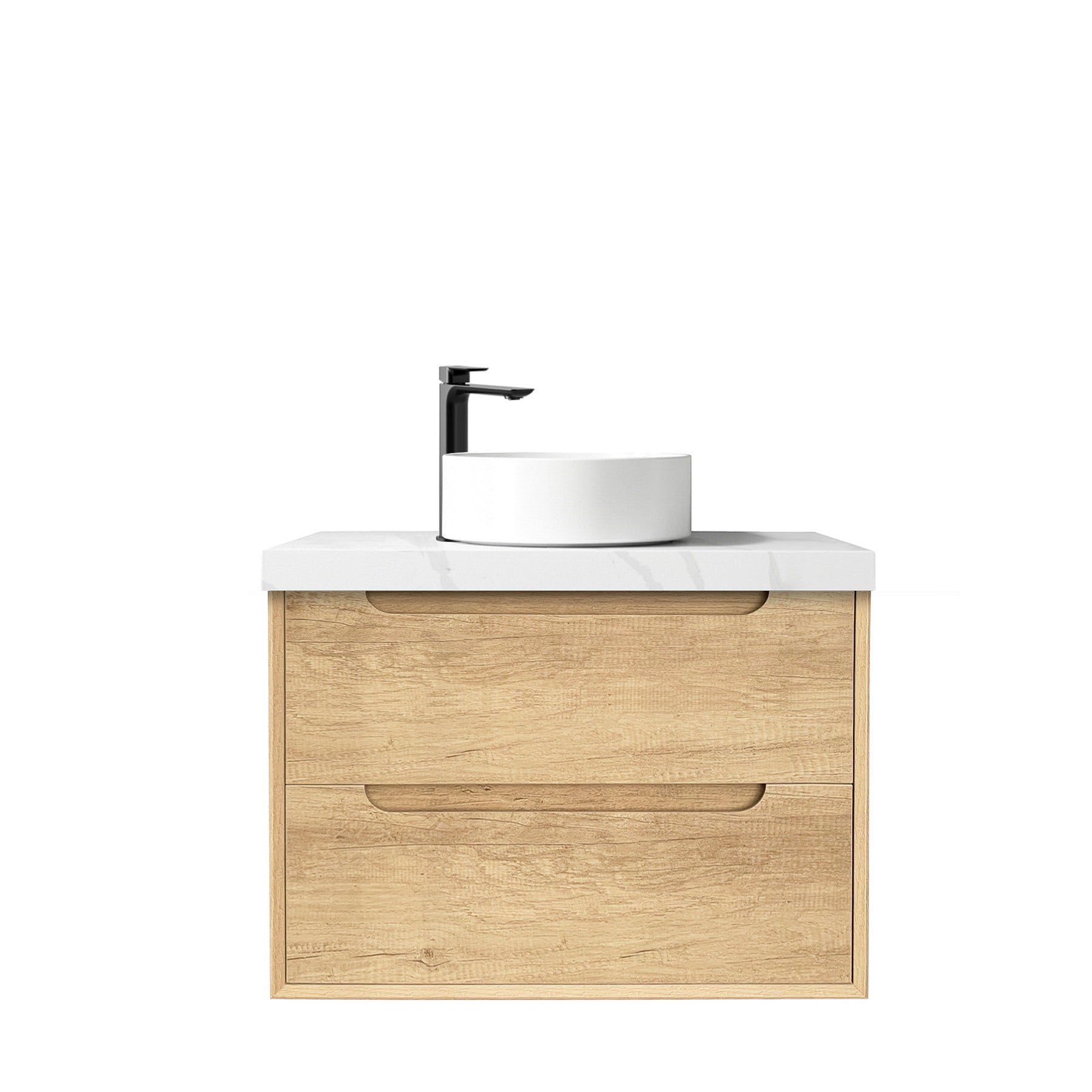 Byron 750mm Natural Oak Wall Hung Vanity with Mont Blanc 60mm Top 10TH