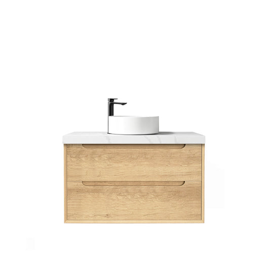 Byron 900mm Natural Oak Wall Hung Vanity with Mont Blanc 60mm Top 10TH