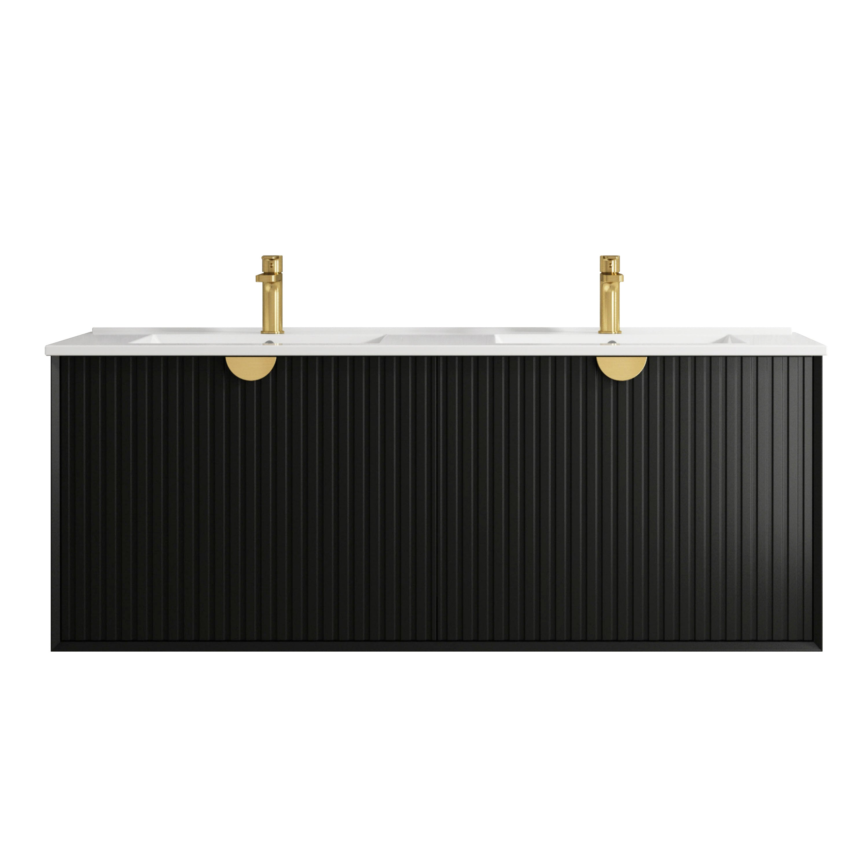 Marlo 1500mm Matte Black Wall Hung Vanity with Ceramic Top