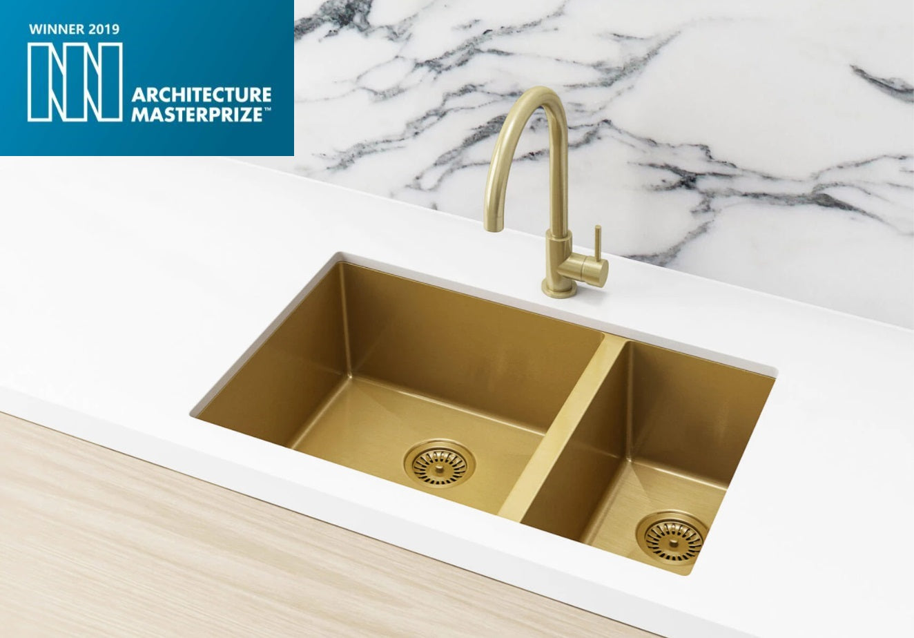 Lavello Kitchen Sink - One and Half Bowl 670 x 440 - Brushed Bronze Gold