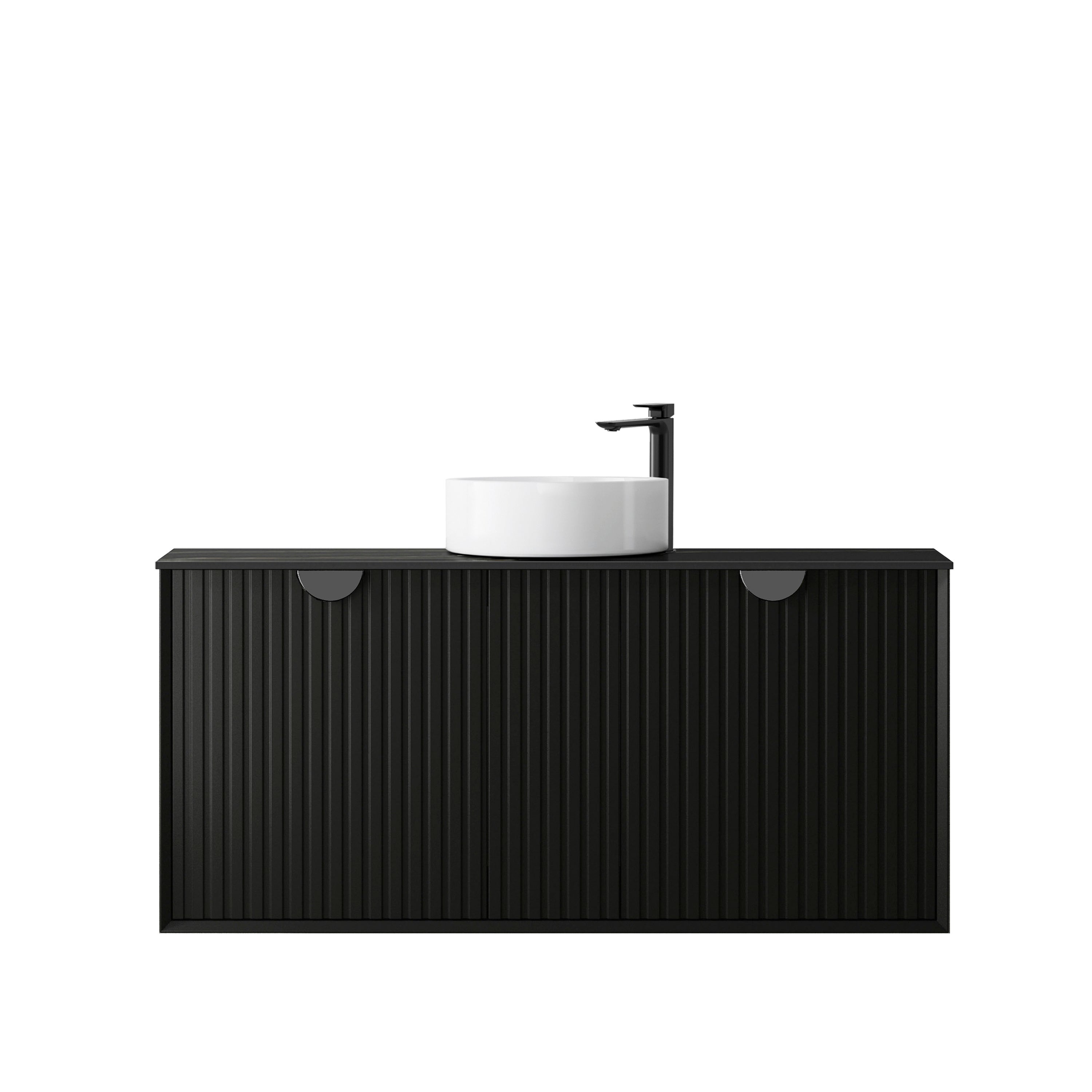 Marlo 1200mm Matte Black Wall Hung Vanity with Empire Black Top 2TH