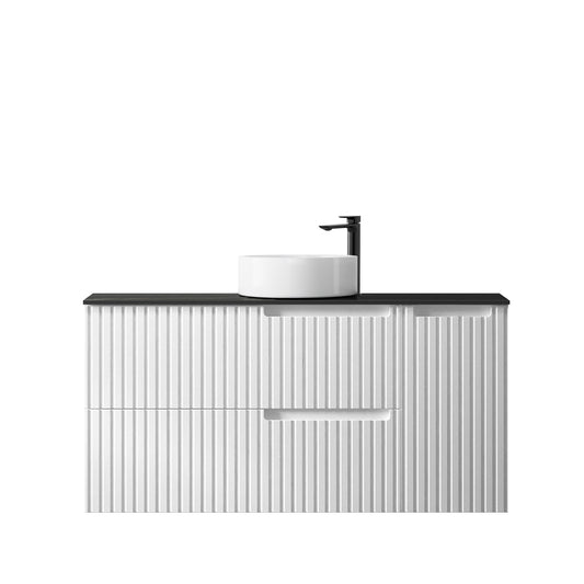 Noosa 1200mm Satin White Wall Hung Vanity with Empire Black Top 2TH