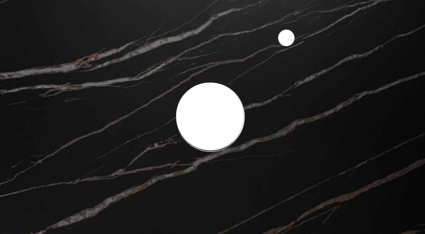 Noosa 600mm Satin White Wall Hung Vanity with Empire Black Top 2TH