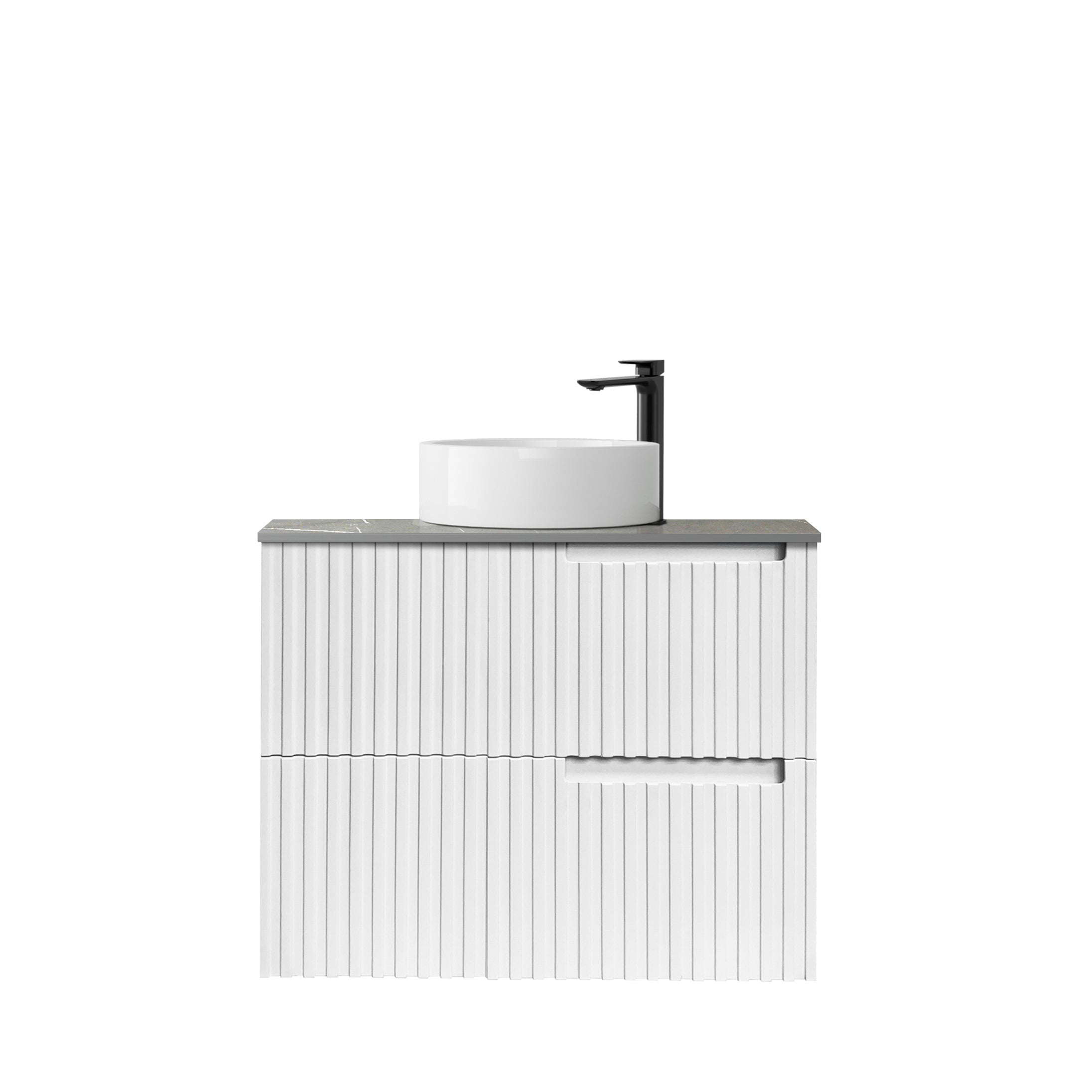 Noosa 750mm Satin White Wall Hung Vanity with Amani Grey Top 2TH