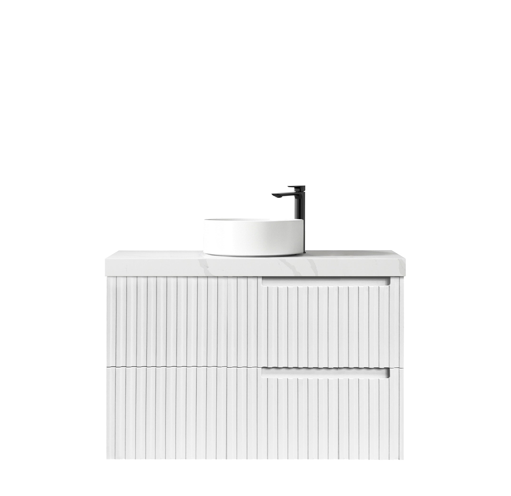 Noosa 900mm Satin White Wall Hung Vanity with Mont Blanc 60mm Top 2TH
