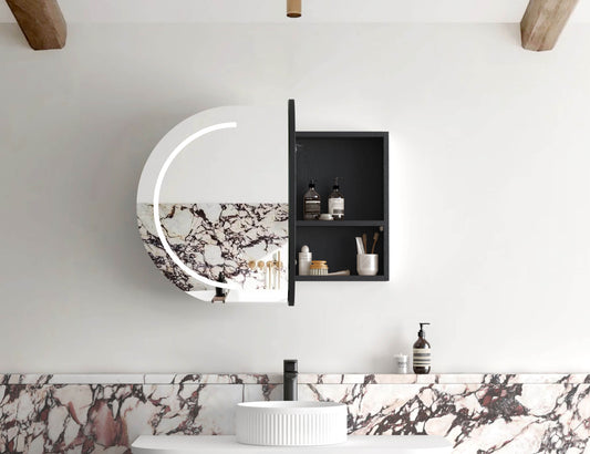 LED BONDI 900x600 Shaving Cabinet Black Oak