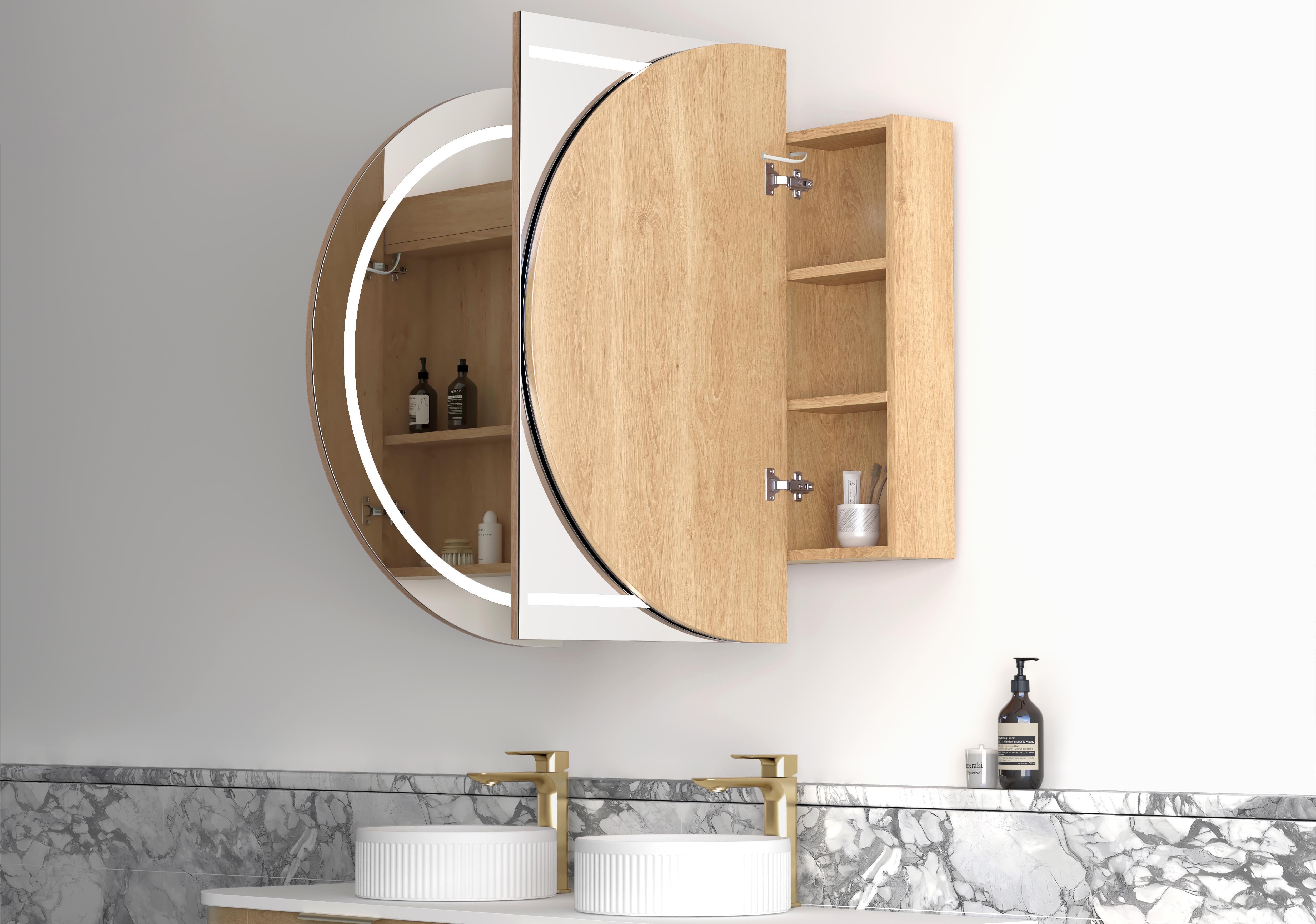 LED BONDI 1500x900 Shaving Cabinet Natural Oak