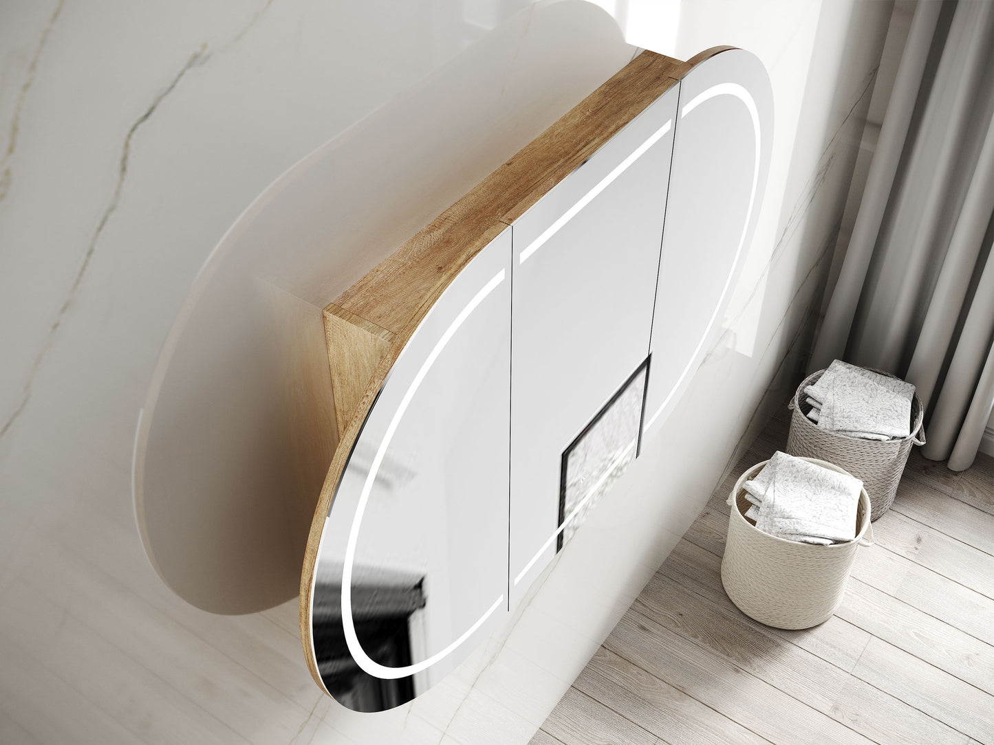 LED BONDI 1800x900 Shaving Cabinet Natural Oak