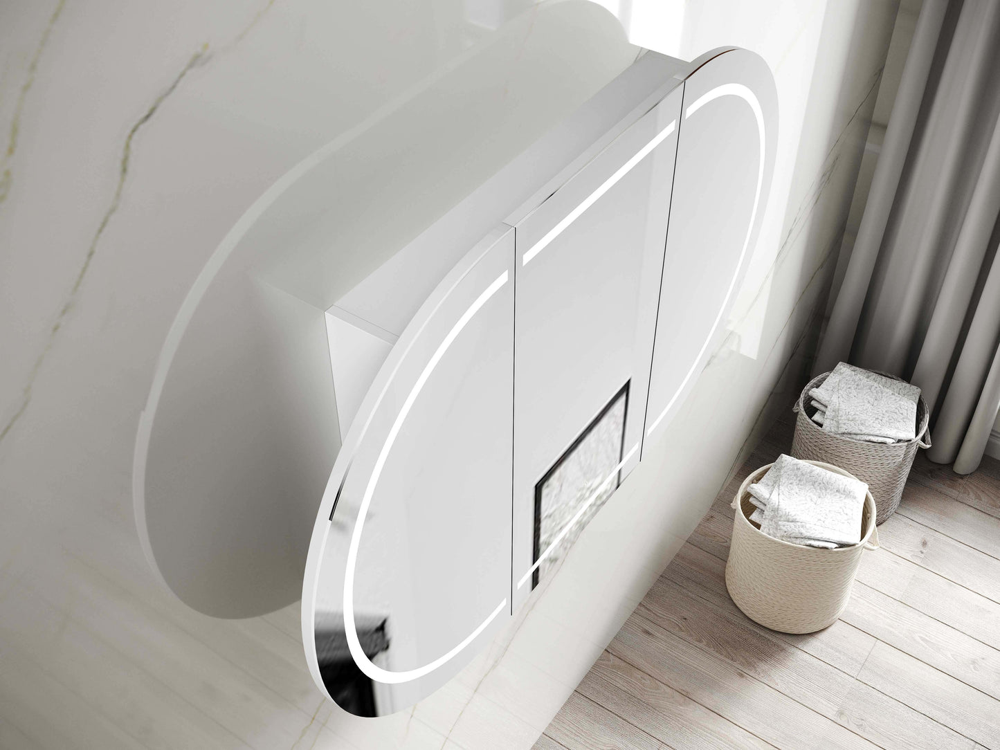 LED BONDI 1800x900 Shaving Cabinet Matte White