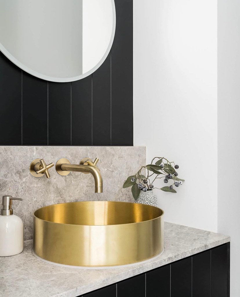 Lavello Round Steel Bathroom Basin 380 x 110 - PVD Tiger Bronze