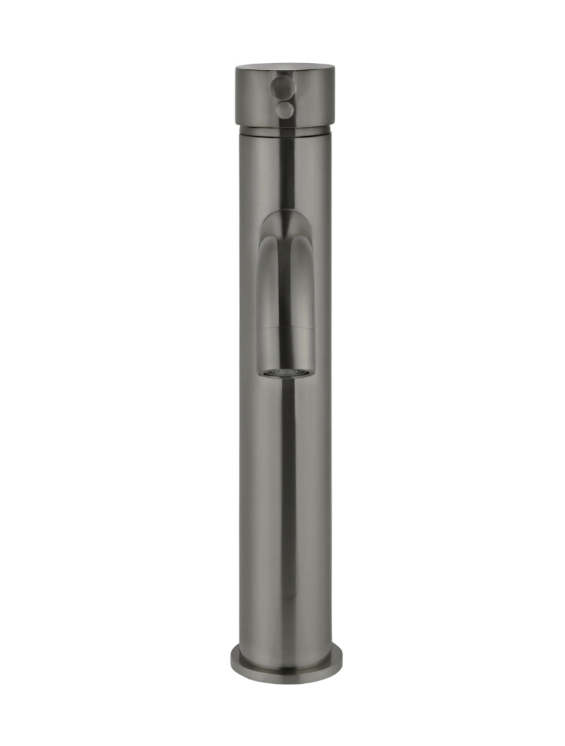 Round Tall Curved Basin Mixer - Shadow Gunmetal