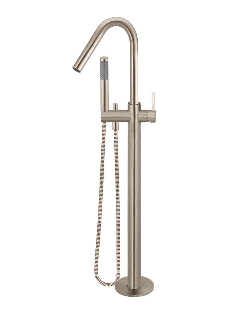 Meir Champagne Round Freestanding Bath Spout and Hand Shower